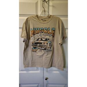 Bowery Supply Co Muscle Racing Los Angeles Graphic T-Shirt Tan Mens XL